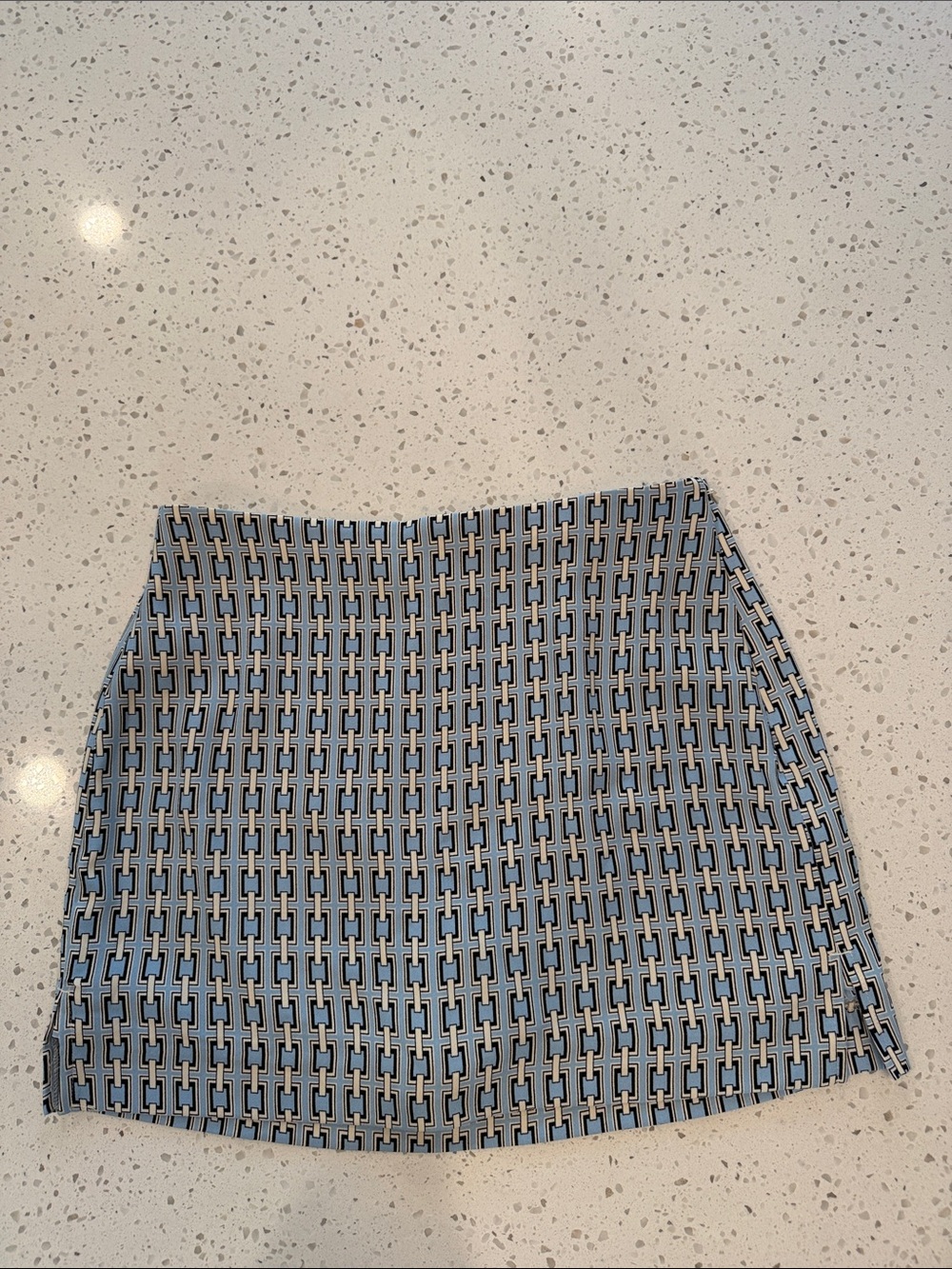 Express Blue Geo-Print Mini Skirt